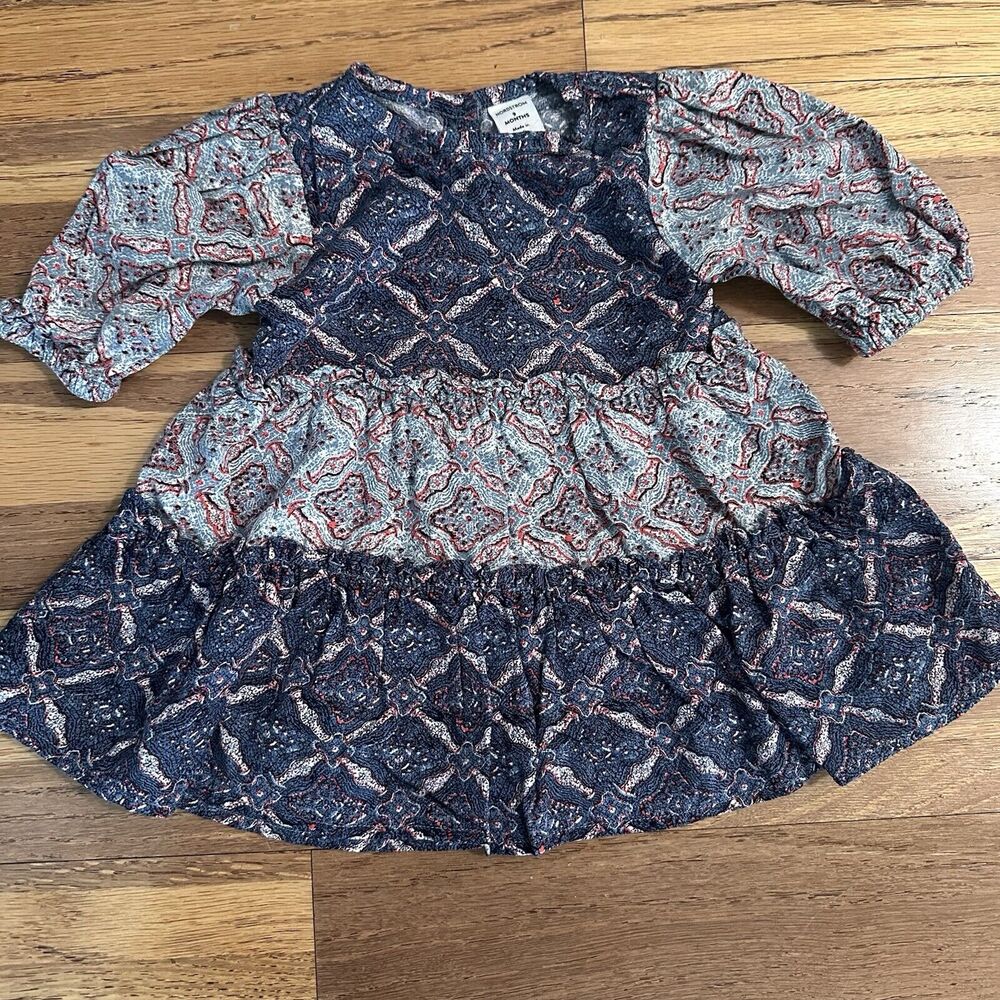 Nordstrom’s Girl’s Captain Ibiza Geo Ruffle Dress, Long Sleeve, 100% Viscose, 9m